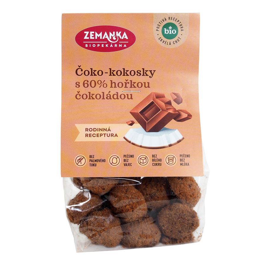 ZEMANKA Bio čoko-kokosky s 60% hořkou čokoládou (100g)