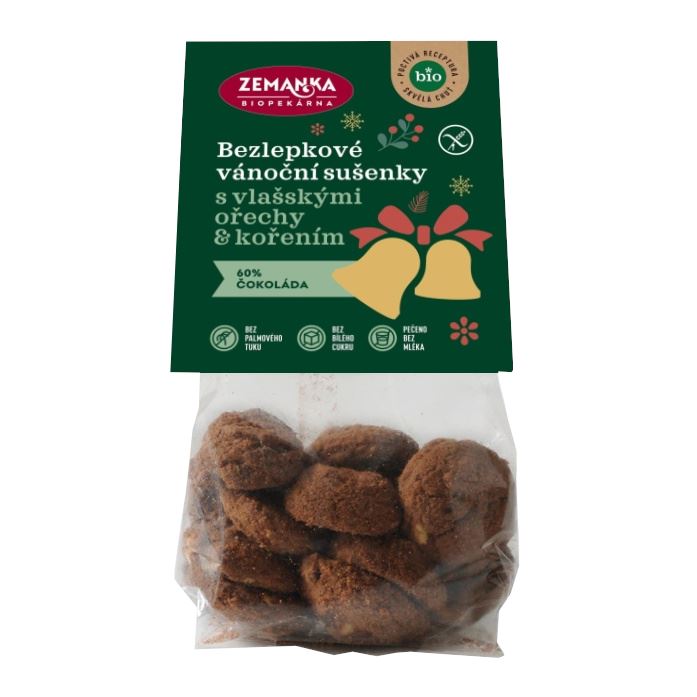 ZEMANKA Bezlepkové vánoční bio sušenky s vlašskými ořechy (100g)