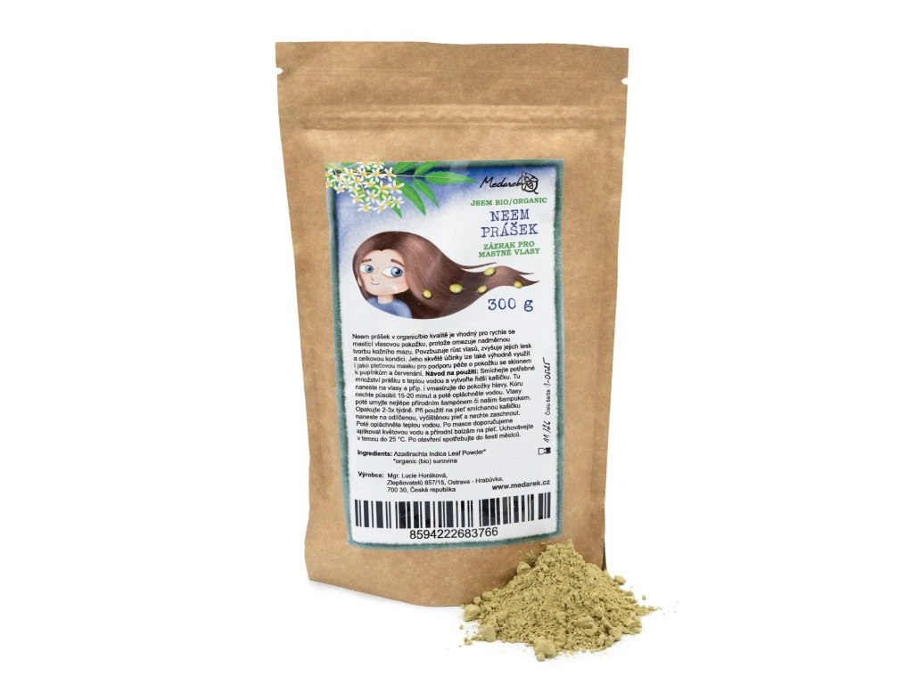 MEDAREK Neem prášek na vlasy bio (300g) - EXPIRACE 08/26 - SLEVA 20%