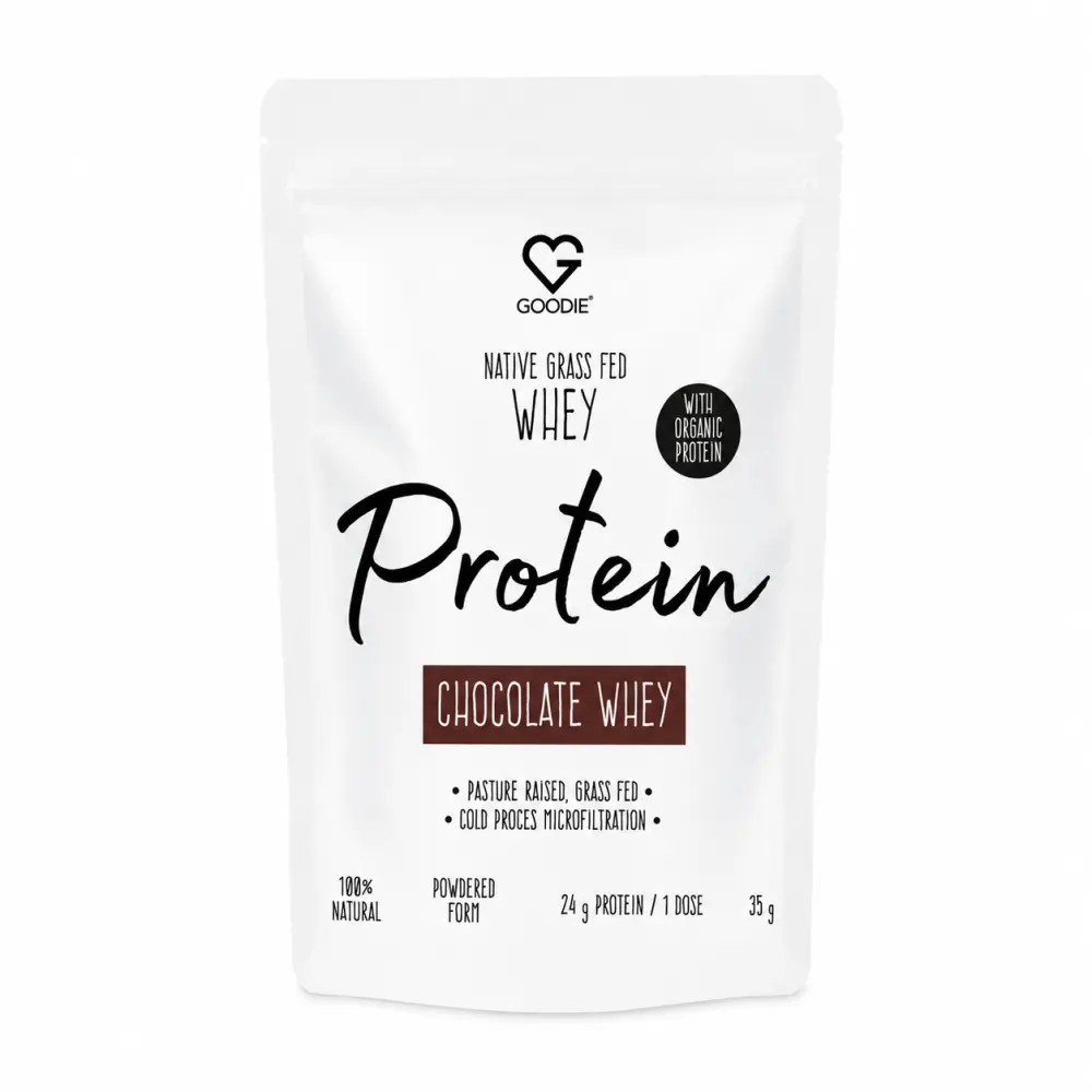 GOODIE Nativní syrovátkový protein GrassFed - Čokoláda - Organic Grass-Fed Native Whey protein