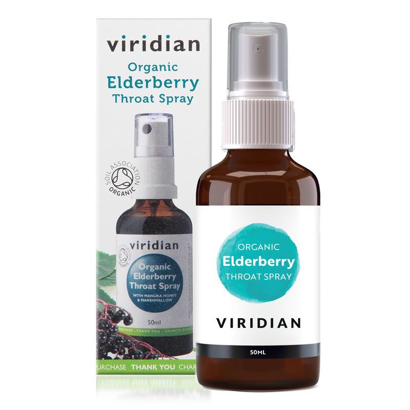 VIRIDIAN NUTRITION Elderberry Throat Spray Organic - Sprej do krku BIO (50ml)