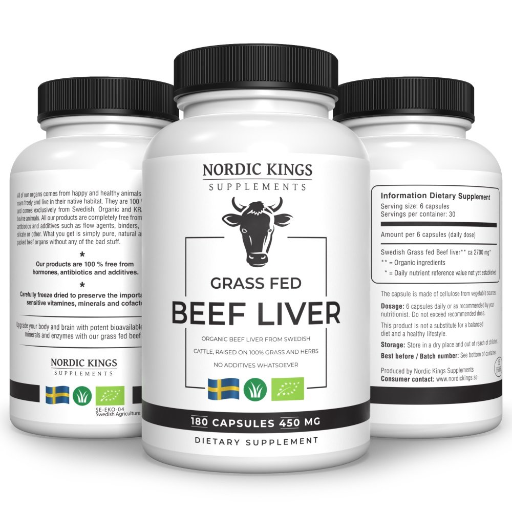 NORDIC KINGS BIO evropská hovězí játra v grass-fed kvalitě v kapslích (180 kapslí)