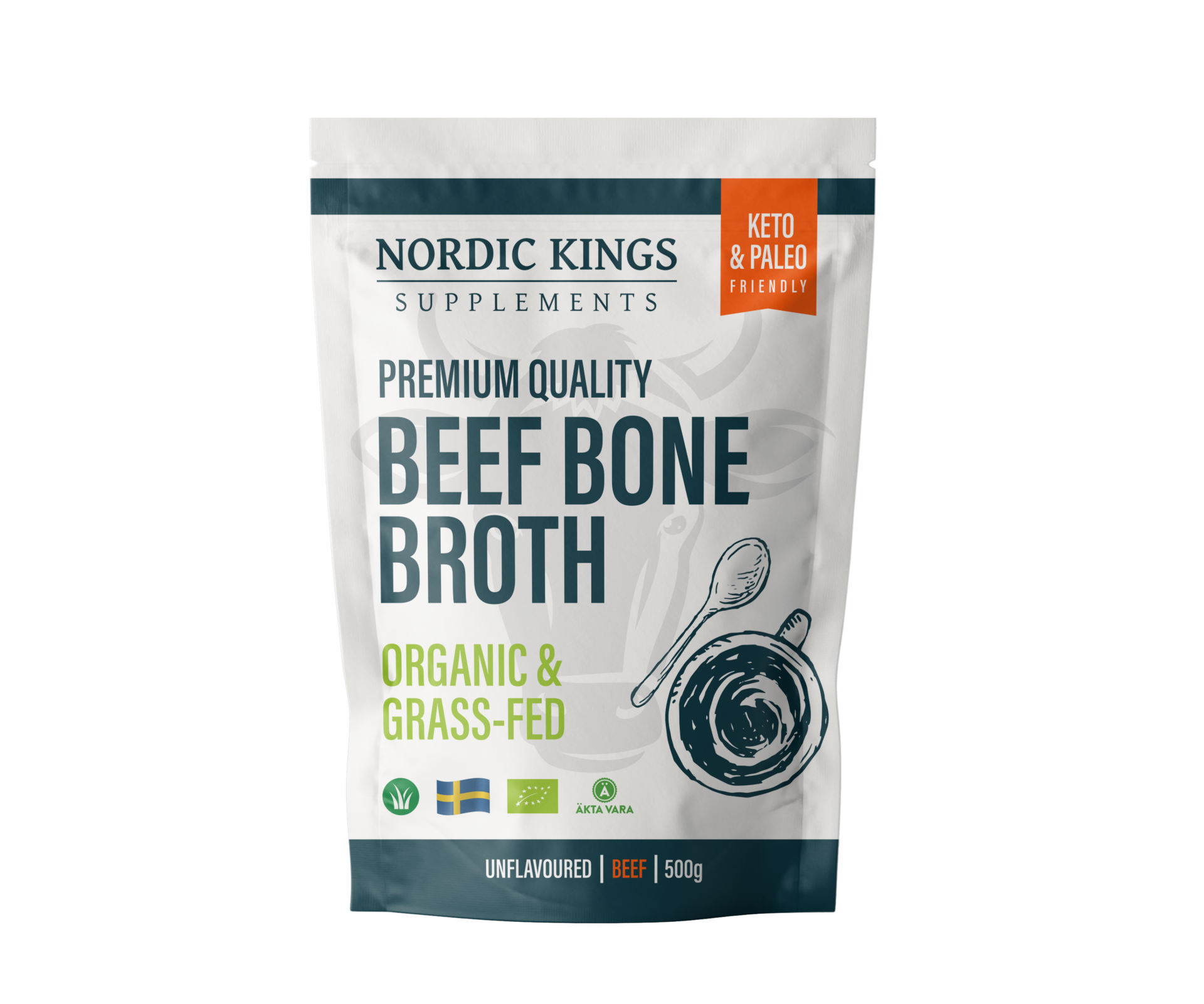 NORDIC KINGS BIO prášek z kostního vývaru v grass-fed kvalitě (500g)