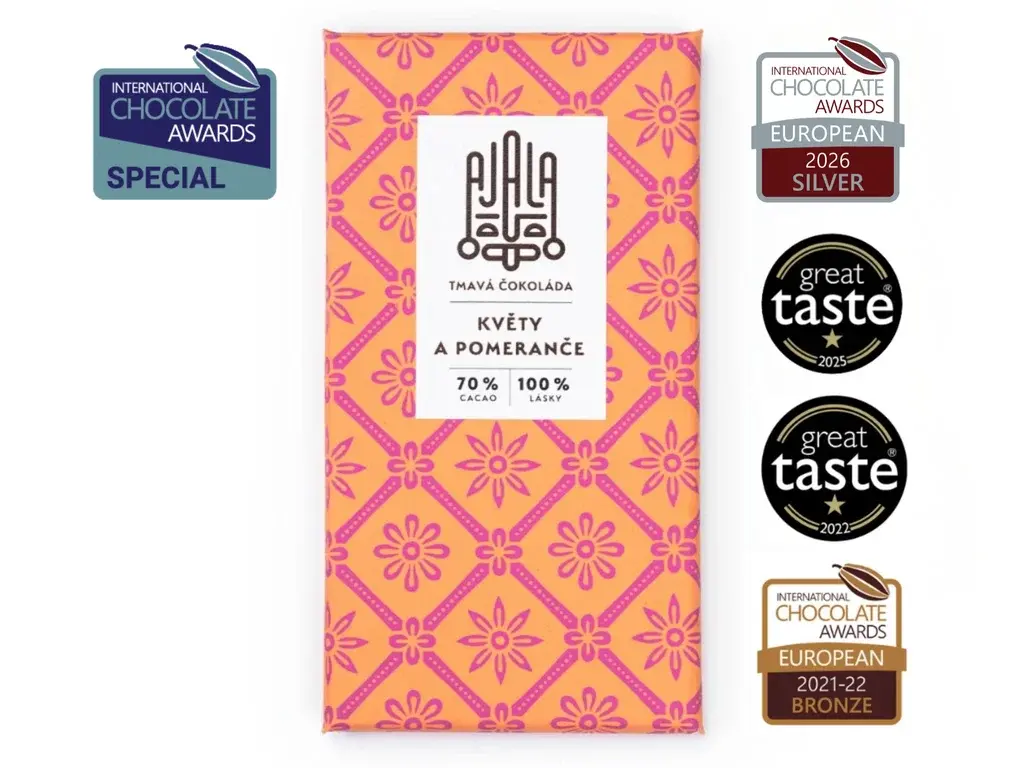 AJALA CHOCOLATE Květy a pomeranče 70% Cacao (45g)