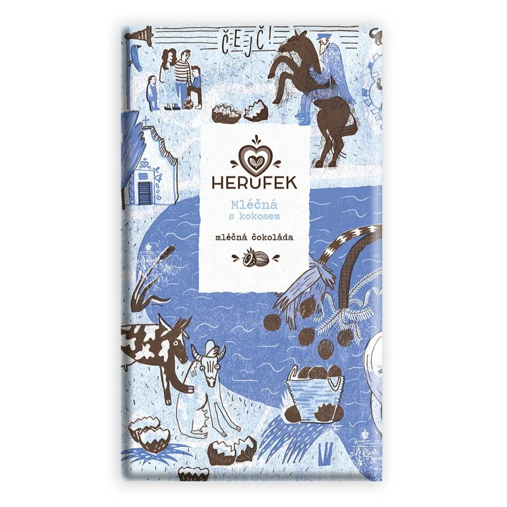 Herůfek Čokoláda mléčná s kokosem 52% Maya Mountain Cacao BIO (50g)