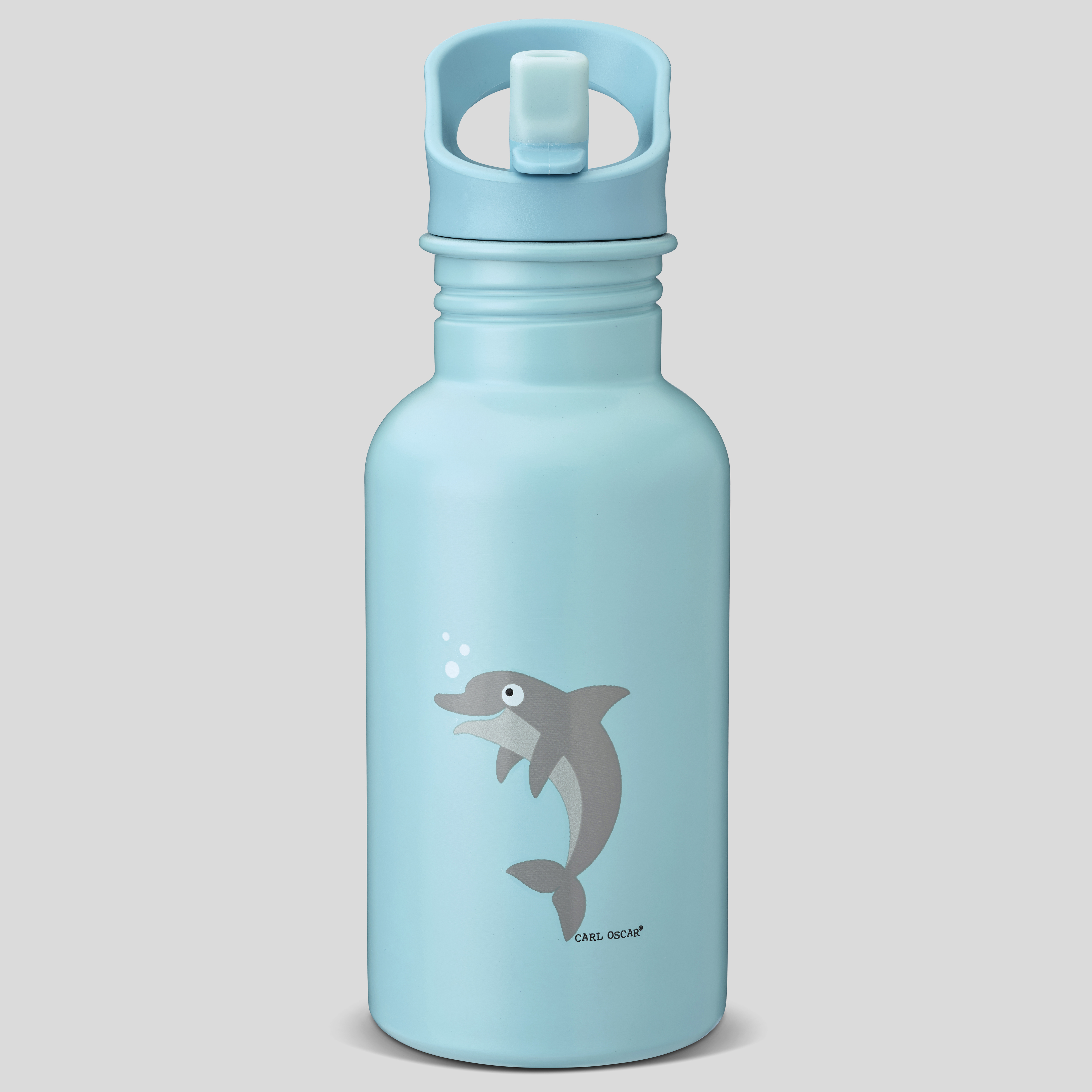 CARL OSCAR Nerezová láhev na vodu 0,5l - modrá s delfínem