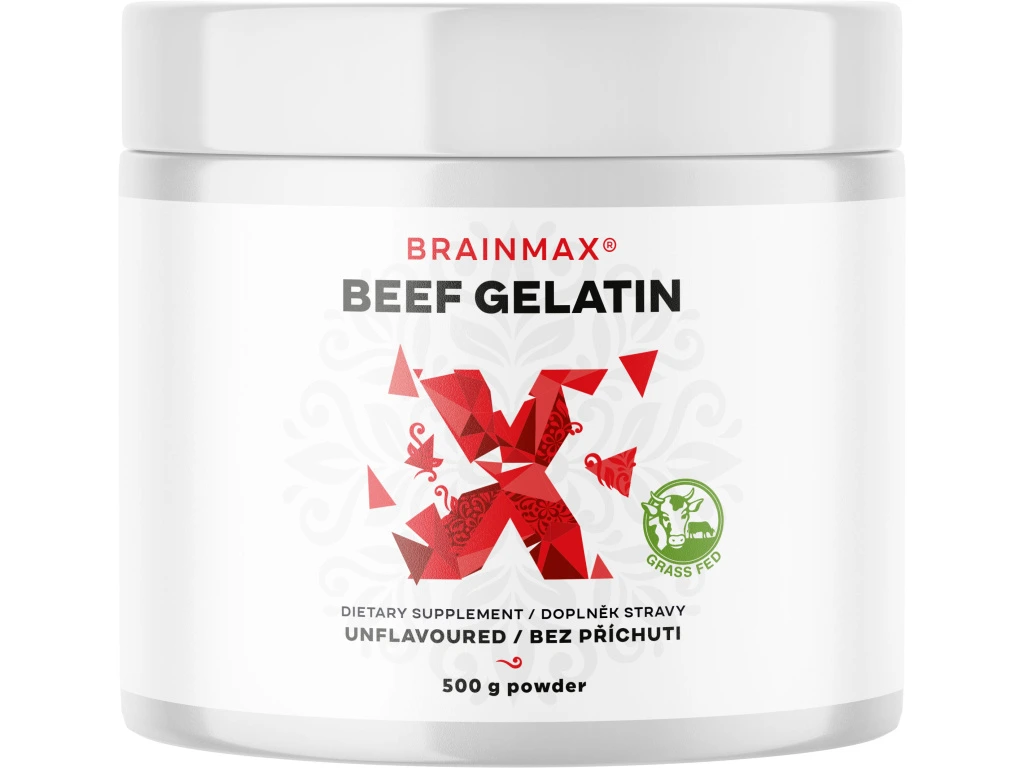 BrainMax Beef Gelatin, Grass-fed hovězí želatina (500g)