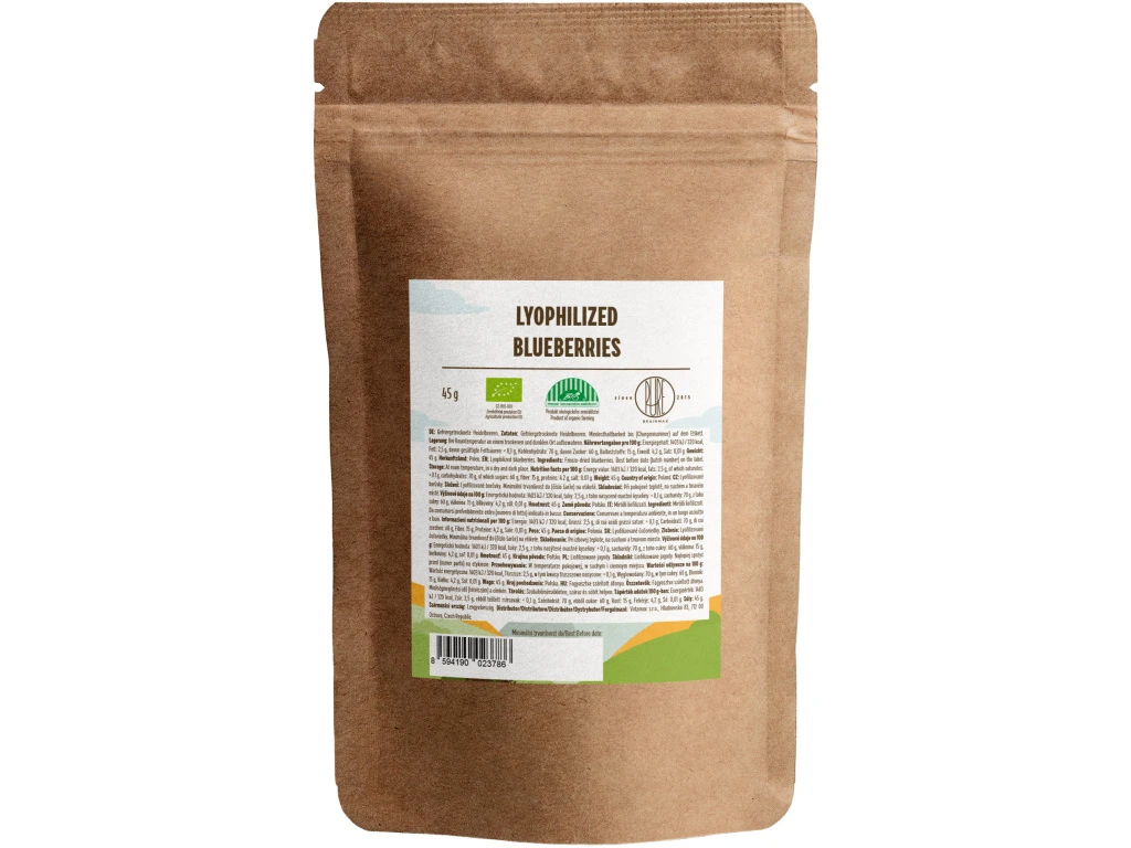 BrainMax Pure Lyophilized Blueberries, Lyofilizované borůvky BIO (45g)