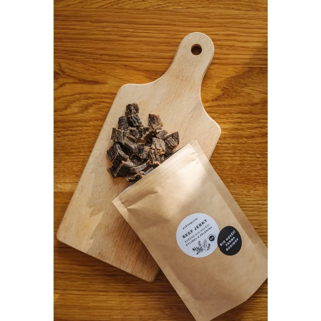 KVĚTOMLUVA BEEF JERKY - BIO hovězí, bylinky a zelenina (70g)