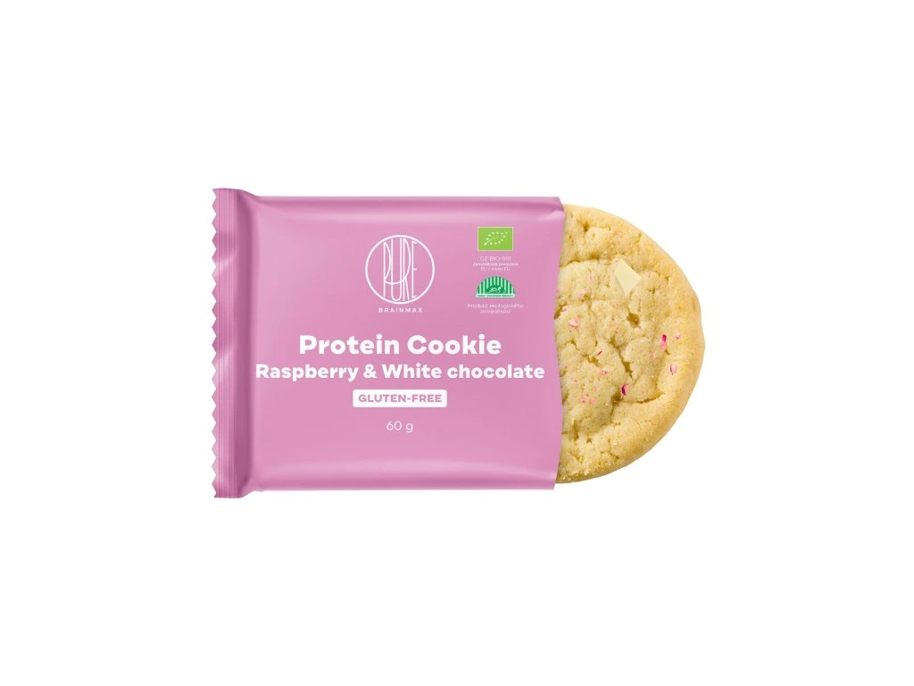 BrainMax Pure® Protein Cookie, Raspberry & White chocolate, BIO (60g)