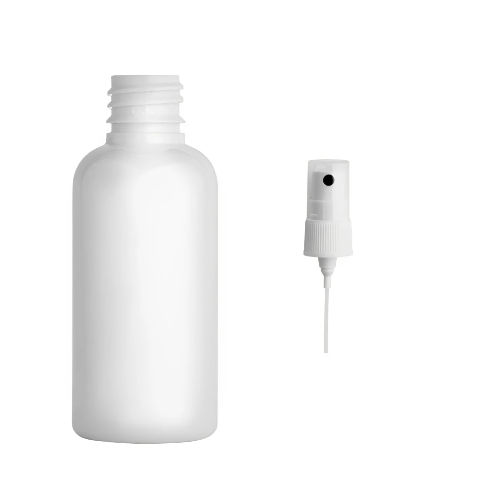 Plastová lahvička bílá s kosmetickým rozprašovačem (50ml)