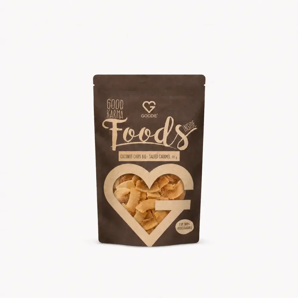 GOODIE Kokosové chipsy BIO - Slaný karamel (70g)