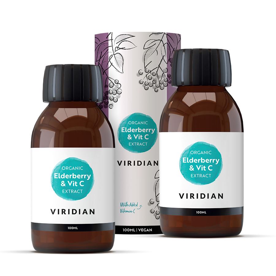VIRIDIAN NUTRITION Bio bezinkový extrakt + Vitamin C (100ml) 1+1 ZDARMA 