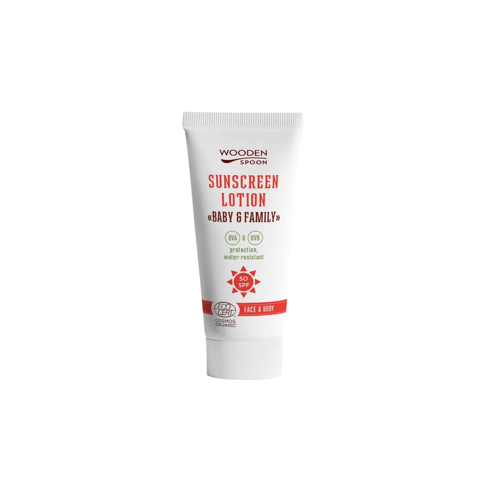 WOODEN SPOON Opalovací tělové mléko Baby & Family SPF 50 (10ml) - EXPIRACE 02/27 - SLEVA 25%