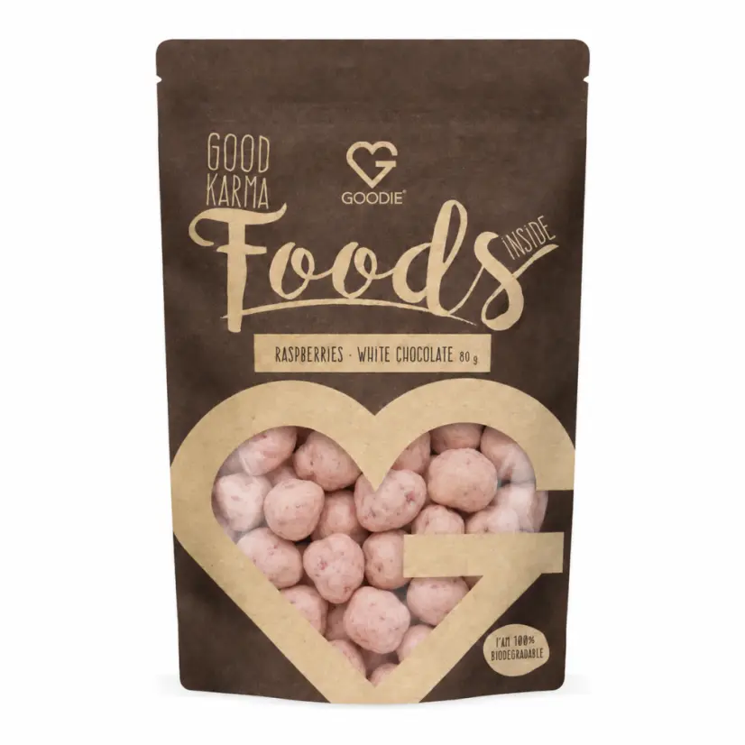 GOODIE Lyofilizované maliny v bílé čokoládě (80g)