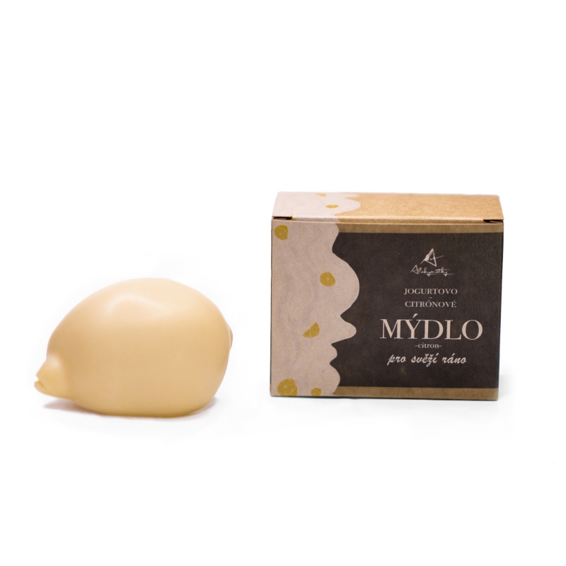 ALCHYMISTKY Citronovo-jogurtové mýdlo pro svěží ráno - tvar citronu (95g)