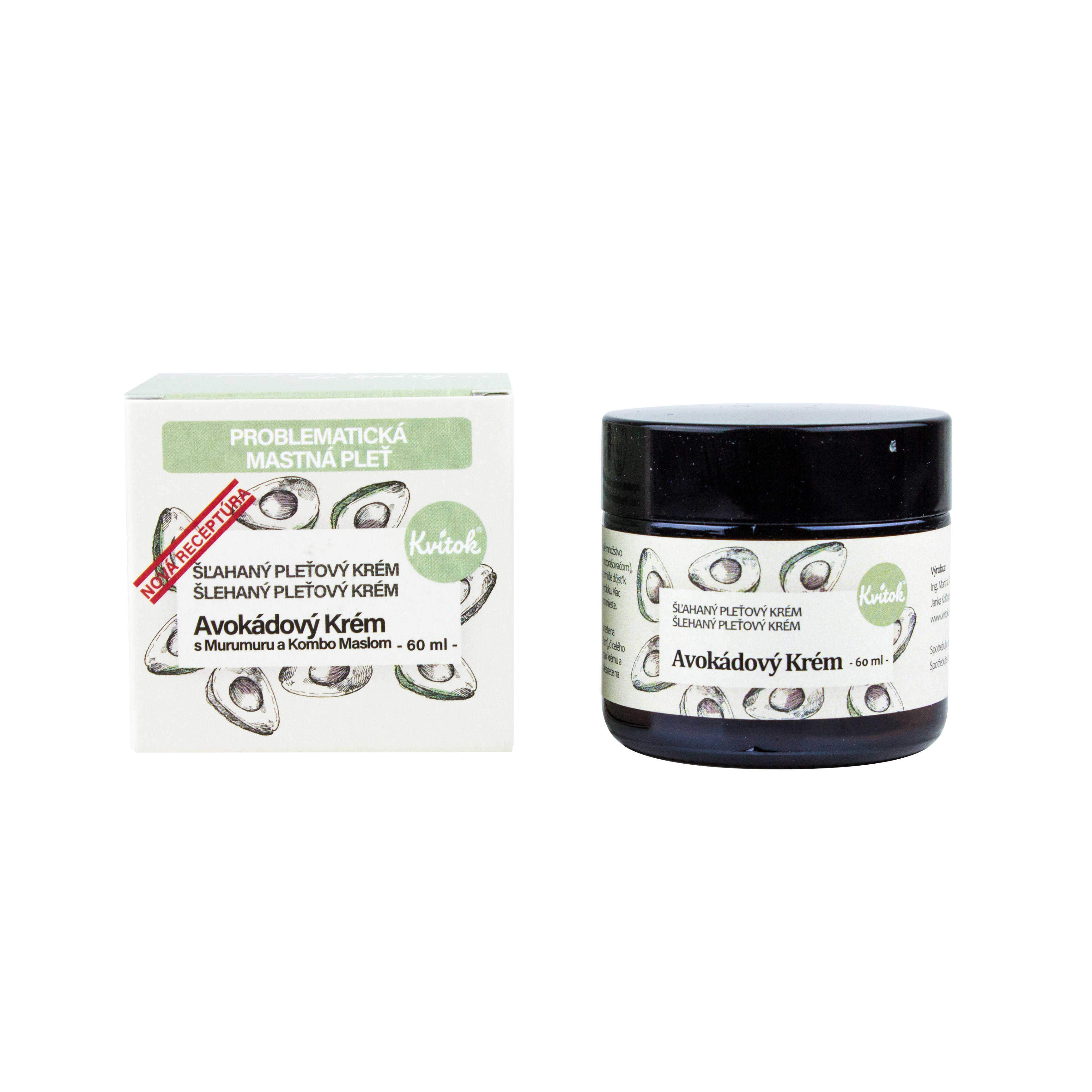 KVITOK Avokádový krém s Murumuru a Kombo máslem pro mastnou/problematickou pleť (60ml) - EXPIRACE 07/26 - SLEVA 15%