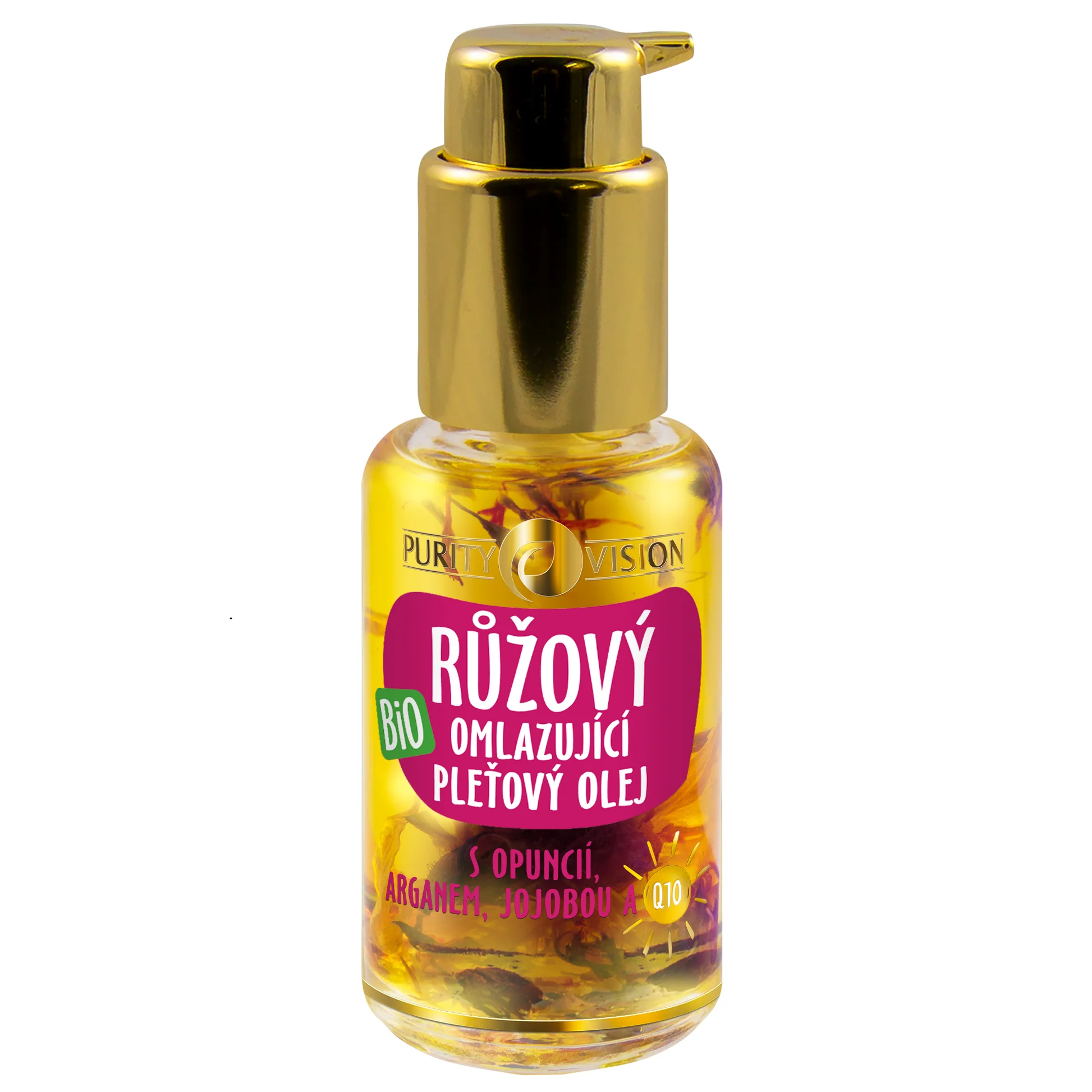 PURITY VISION Bio Růžový pleťový olej s opuncií a Q10 (45ml) - EXPIRACE 02/28 - SLEVA 10%