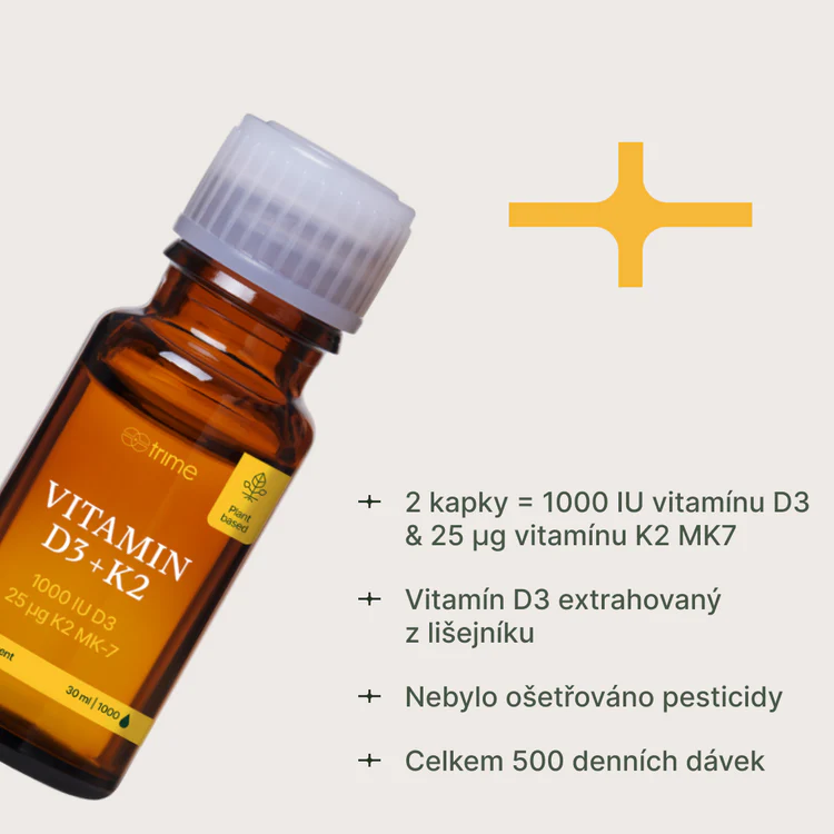 TRIME VITAMÍN D3 + K2, 1000 IU D3 / 25µg K2-MK7