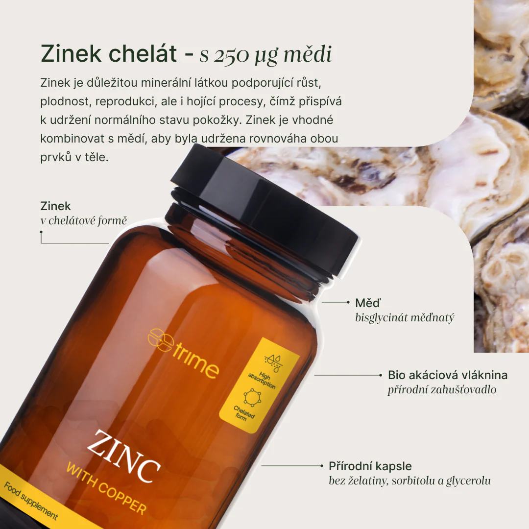 TRIME ZINEK CHELÁT 15MG + MĚĎ (90 kapslí)