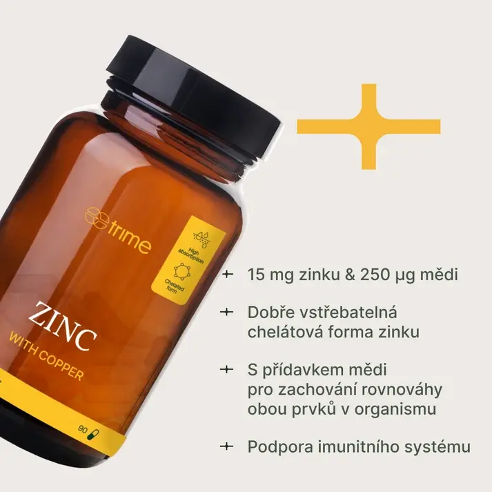 TRIME ZINEK CHELÁT 15MG + MĚĎ (90 kapslí)