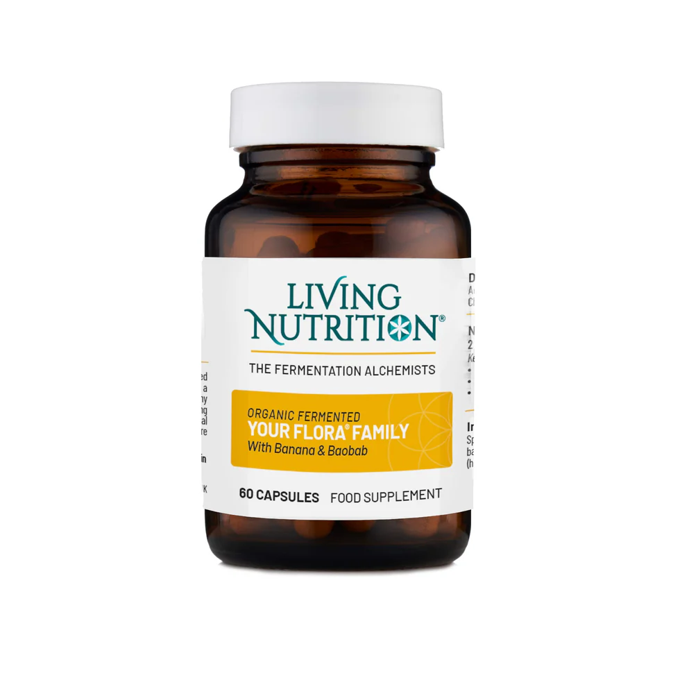 YOUR FLORA SYMBIOTICS FAMILY LIVING NUTRITION - Fermentovaná SYMBIOTIKA s BAOBAB a BANÁNEM pro děti i dospělé (60 kapslí)