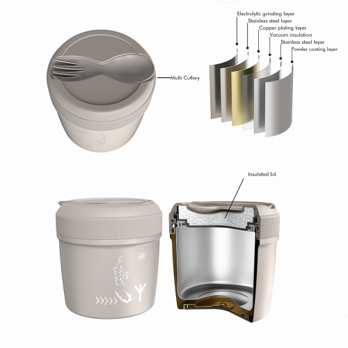 CARL OSCAR Termoska na jídlo 0,5l - šedá