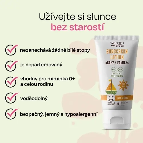 WOODEN SPOON Opalovací tělové mléko Baby & Family SPF 30