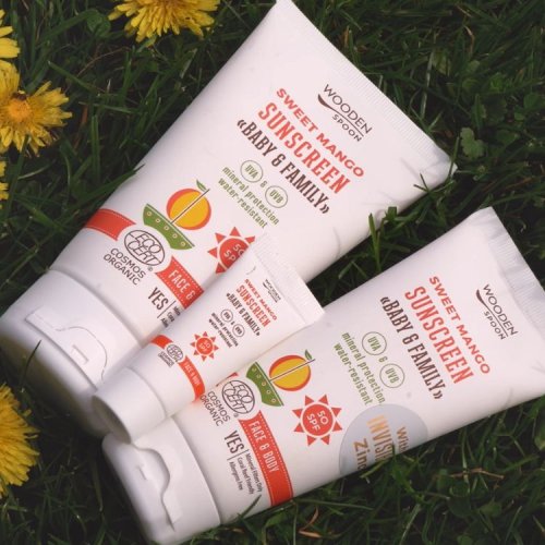 WOODEN SPOON Opalovací tělové mléko Mango Baby & Family SPF 50 