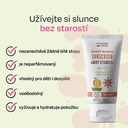 WOODEN SPOON Opalovací tělové mléko Mango Baby & Family SPF 50