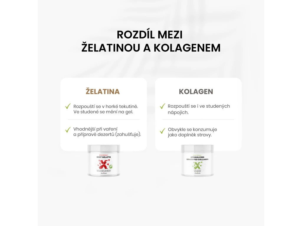 BrainMax Beef Gelatin, Grass-fed hovězí želatina (500g)