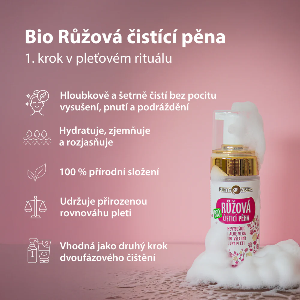 PURITY VISION Bio Růžová čisticí pěna (90ml)
