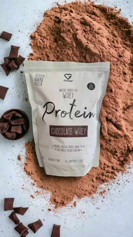 GOODIE Nativní syrovátkový protein GrassFed - Čokoláda - Organic Grass-Fed Native Whey protein
