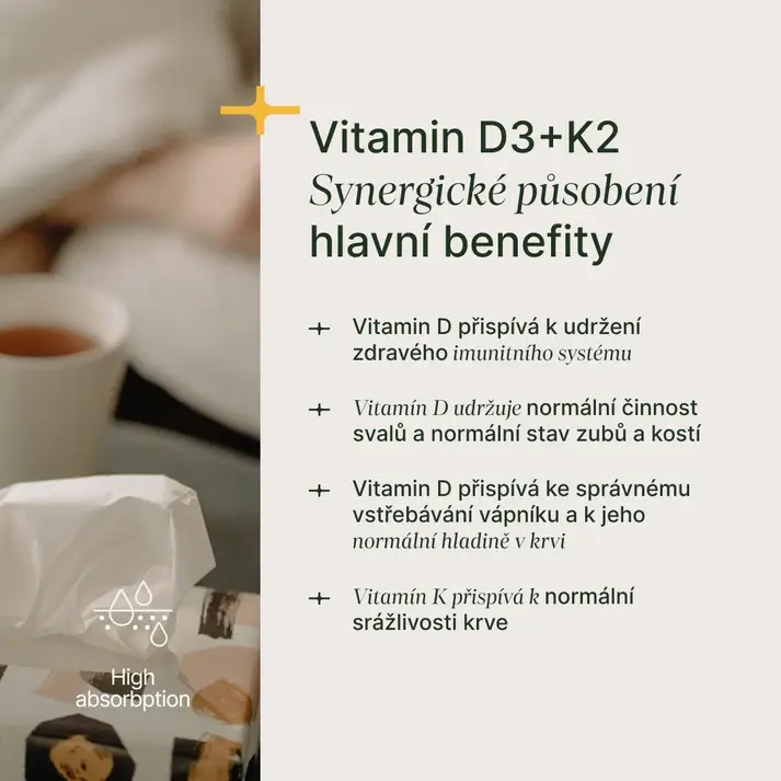TRIME VITAMÍN D3 + K2, 1000 IU D3 / 25µg K2-MK7