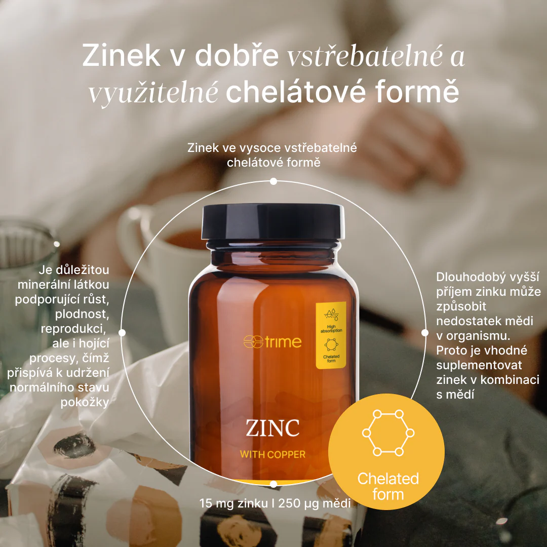 TRIME ZINEK CHELÁT 15MG + MĚĎ (90 kapslí)