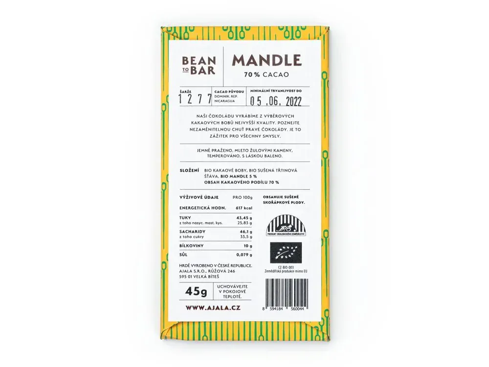 AJALA CHOCOLATE Mandle 70% Cacao (45g)