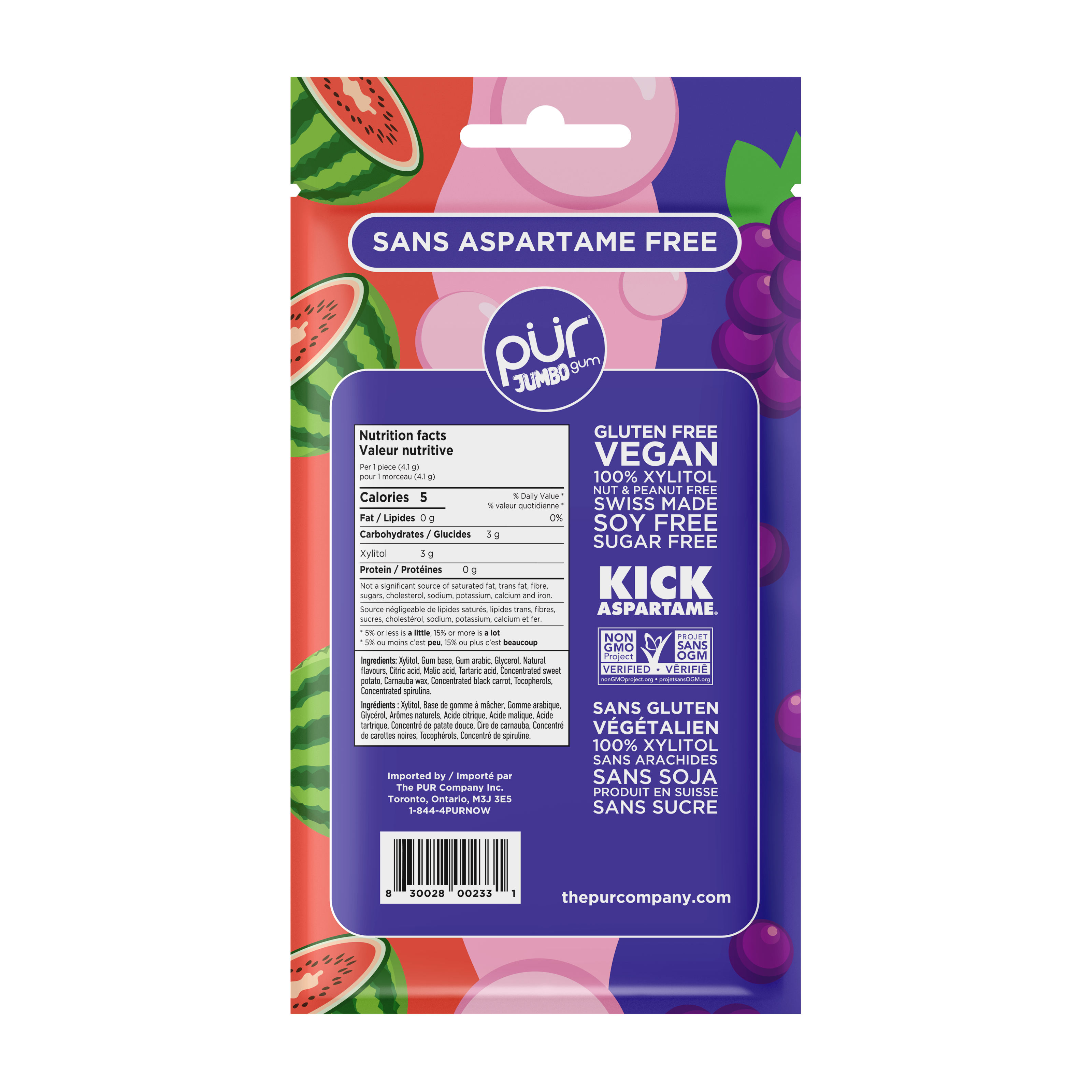 PÜR Přírodní žvýkačky JUMBO (20ks)