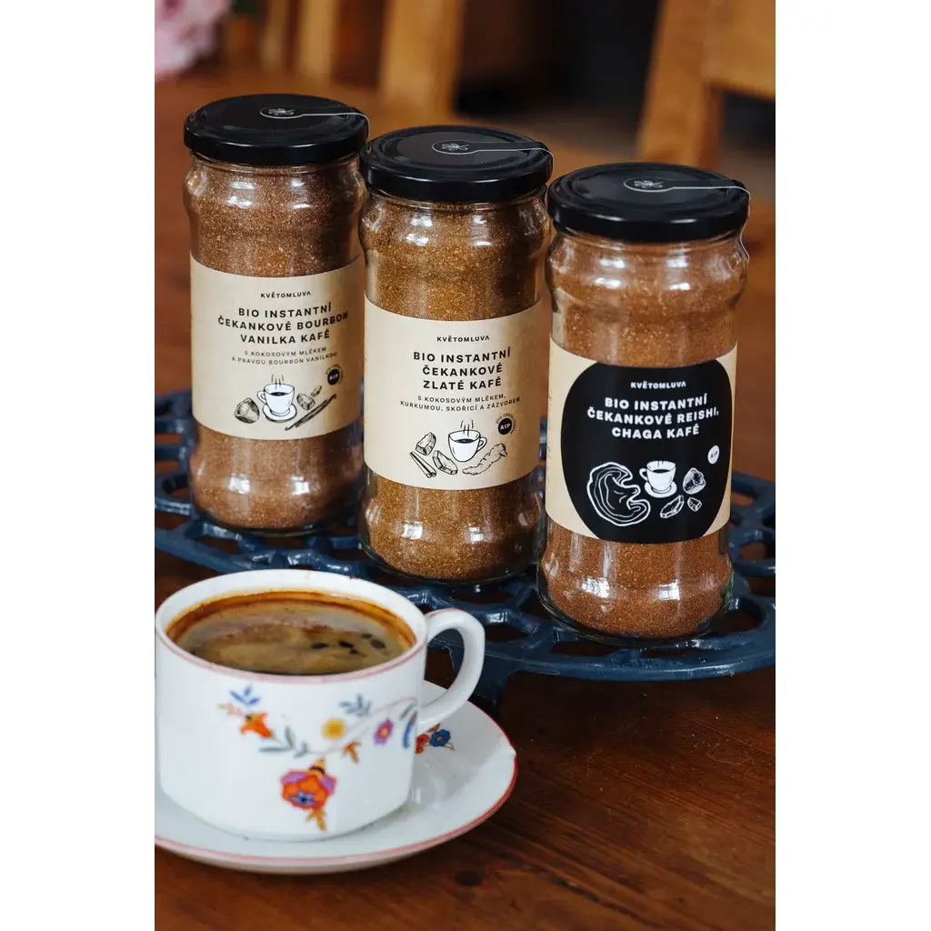 KVĚTOMLUVA BIO Instantní čekankové Reishi Chaga kafé (115g)