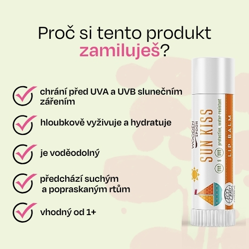 WOODEN SPOON Opalovací balzám na rty SUN KISS (4,3ml)