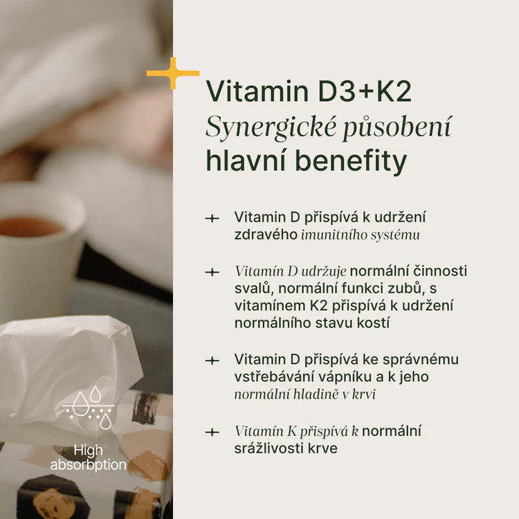 TRIME VITAMÍN D3 + K2, 1000 IU D3 / 25µg K2-MK7