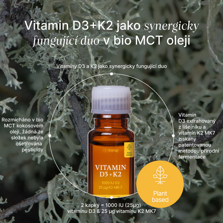 TRIME VITAMÍN D3 + K2, 1000 IU D3 / 25µg K2-MK7