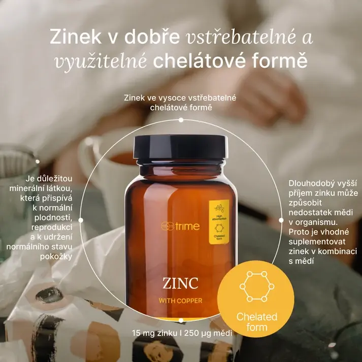 TRIME ZINEK CHELÁT 15MG + MĚĎ (90 kapslí)